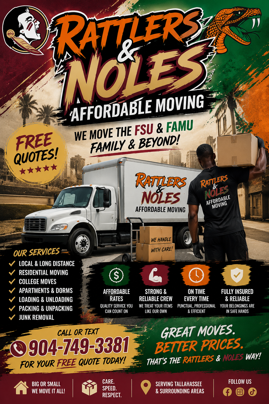 Rattlers and Noles moving services graphic